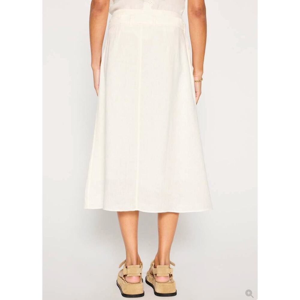Brochu Walker Skirt Medium Teagan Button Front Linen Midi Summer Resort Preppy - Picture 3 of 12